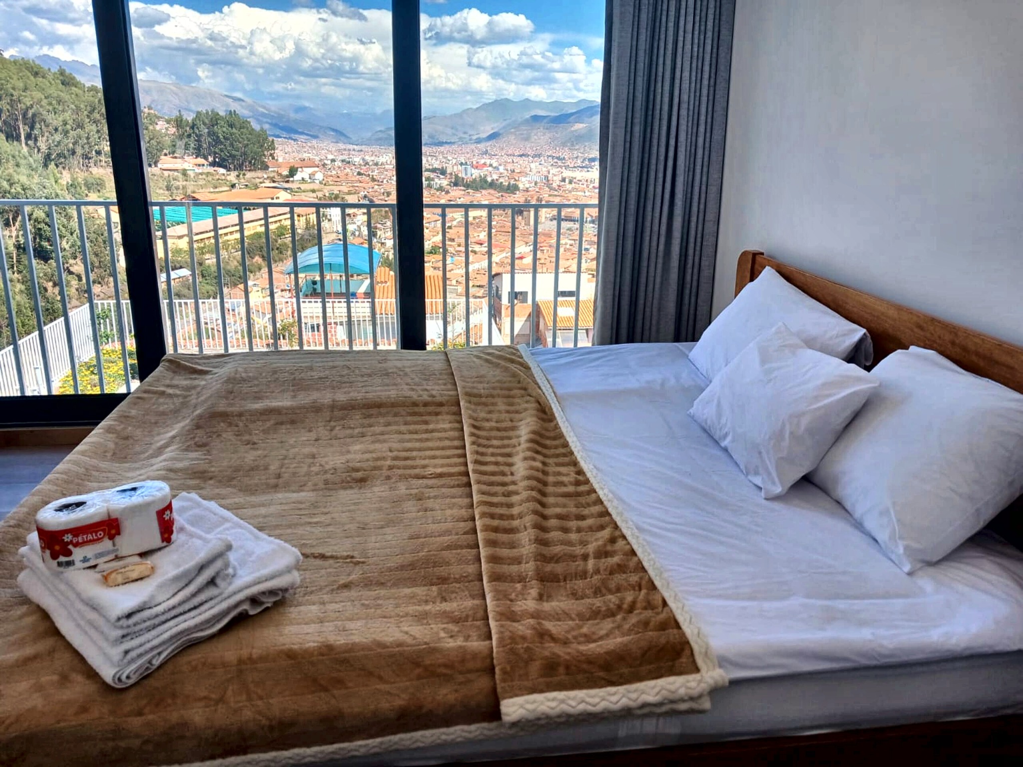 Bedroom framed by the view