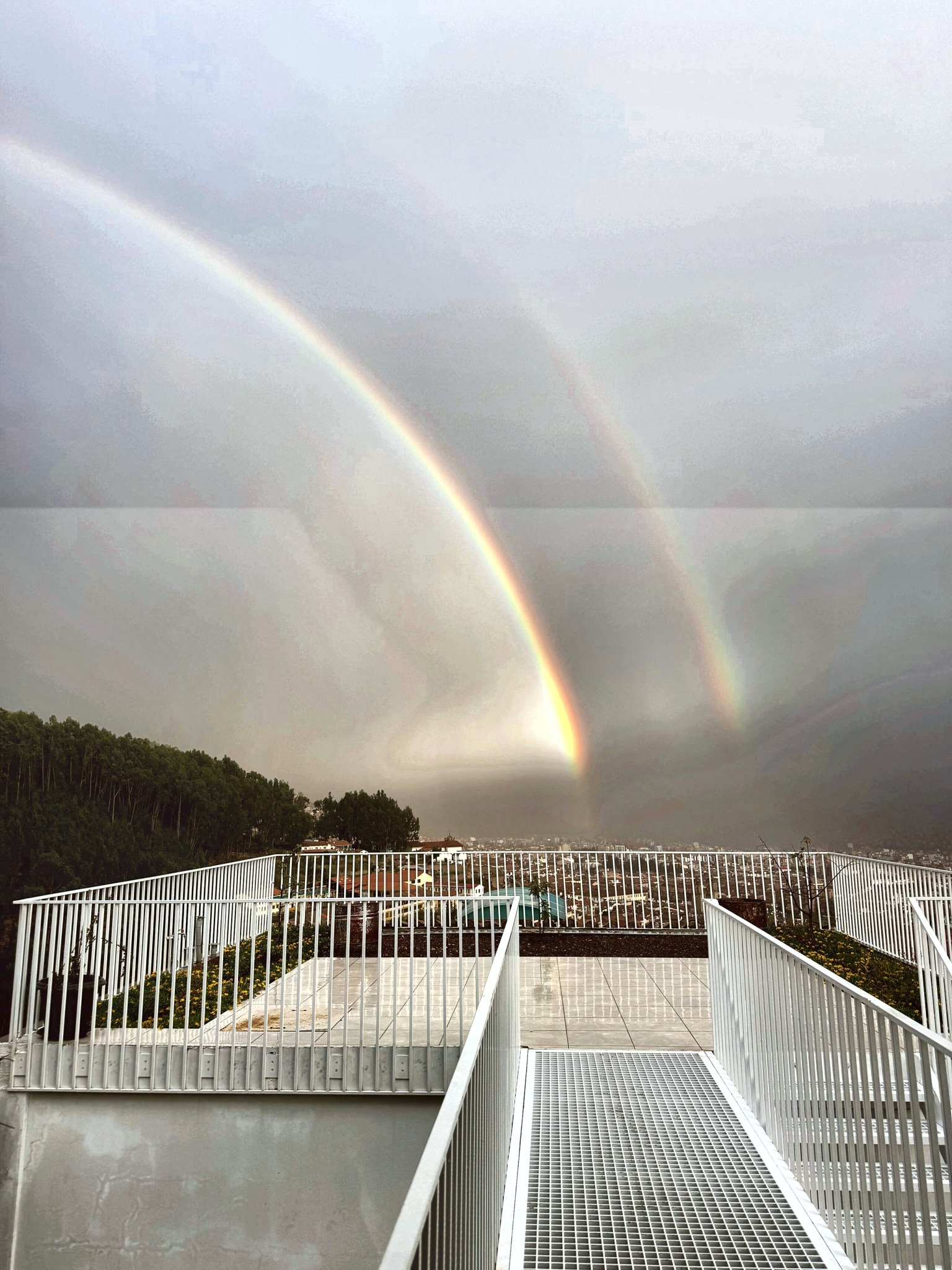 Rainbow over Cusco from the private terrace