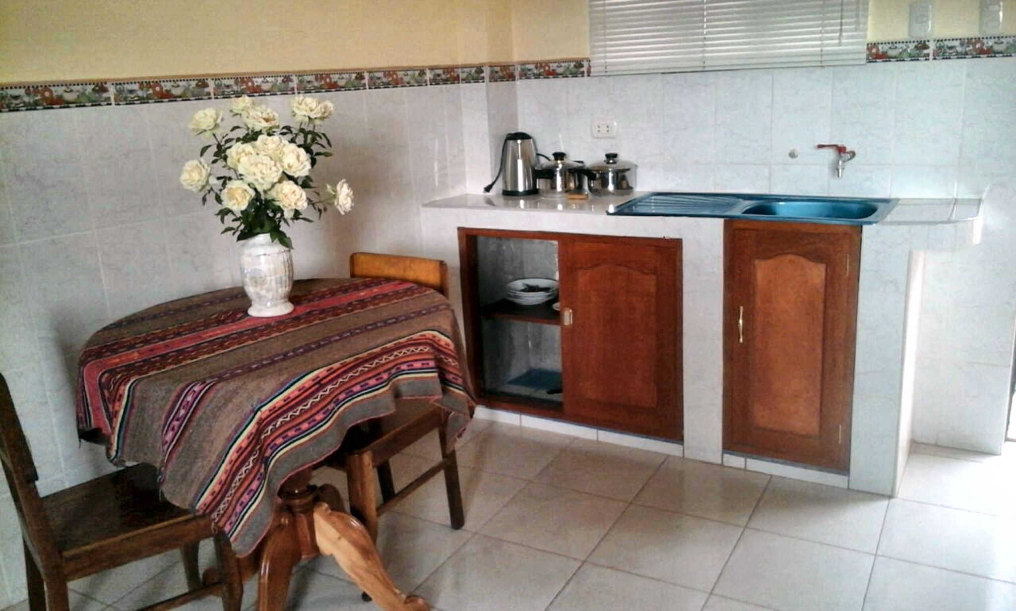 Kitchenette with local textiles