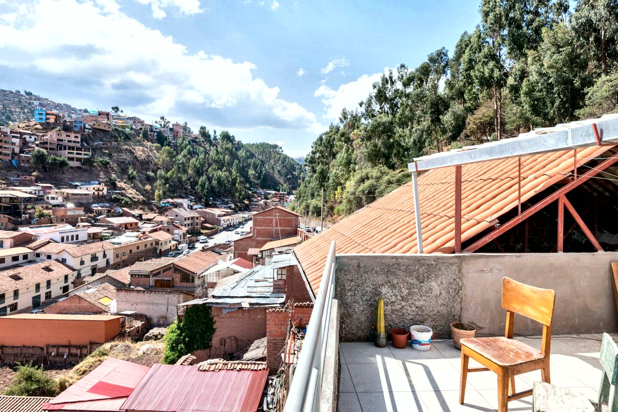 Rooftop terrace and city view
